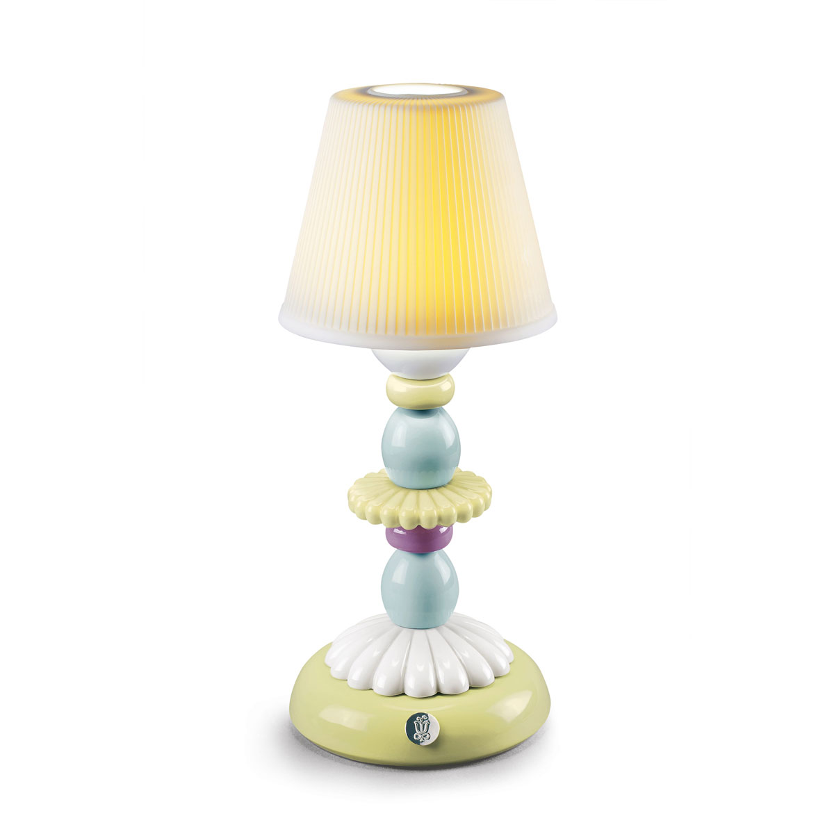 Lladro Light And Fragrance, Lotus Firefly Table Lamp. Green And Blue