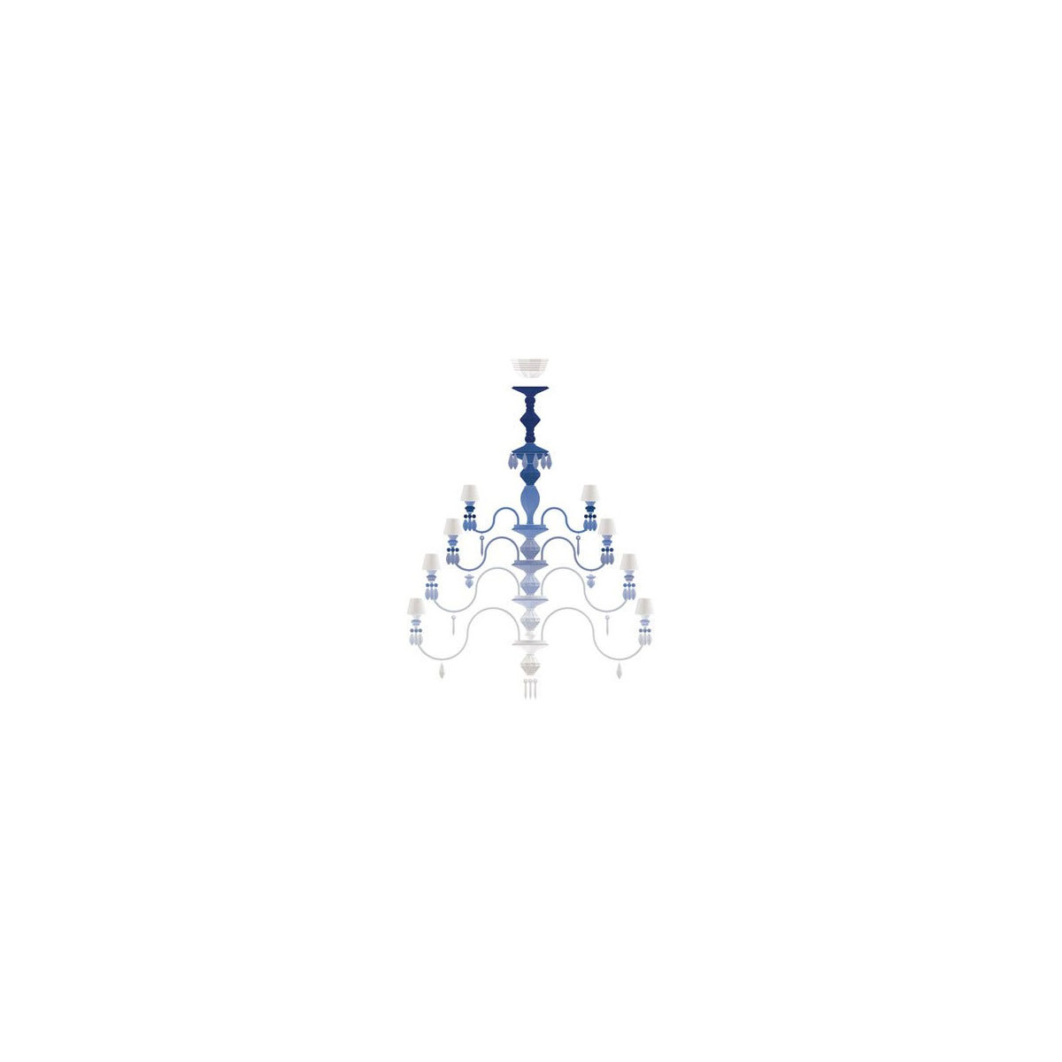 Lladro Classic Lighting, Belle De Nuit 56 Lights Chandelier. Blue