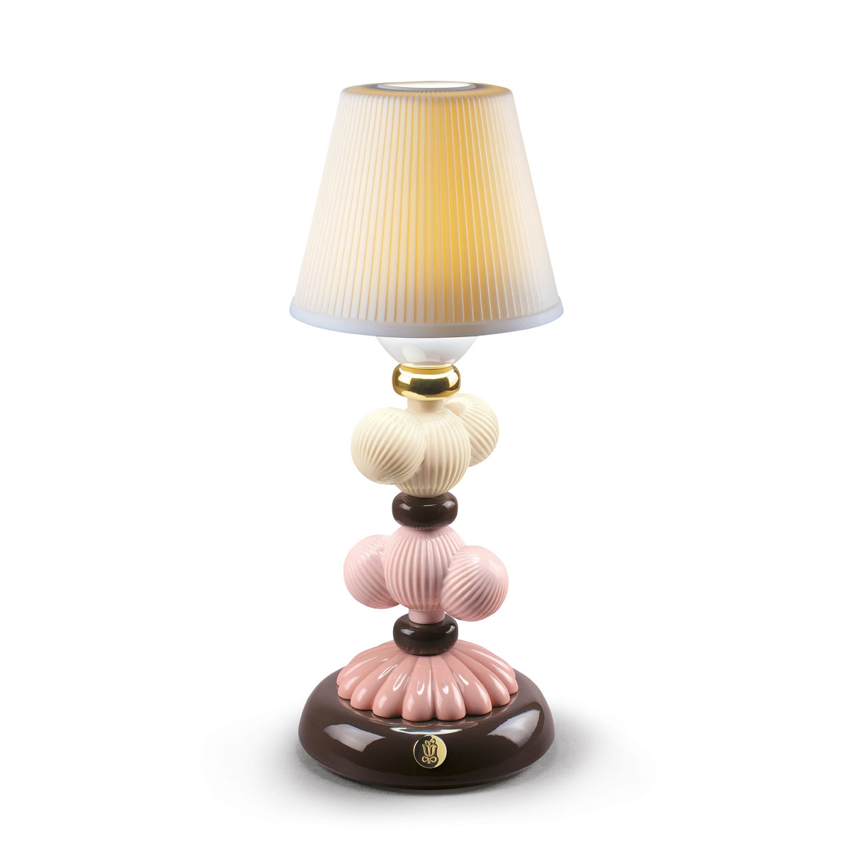 Lladro Light And Fragrance, Cactus Firefly Golden Fall Table Lamp. Pink