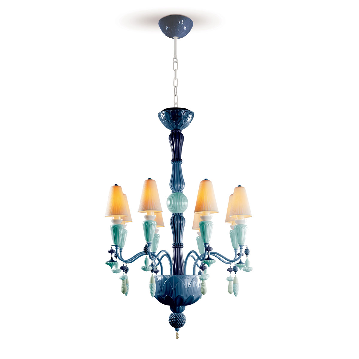 Lladro Classic Lighting, Ivy And Seed 8 Lights Chandelier. Ocean
