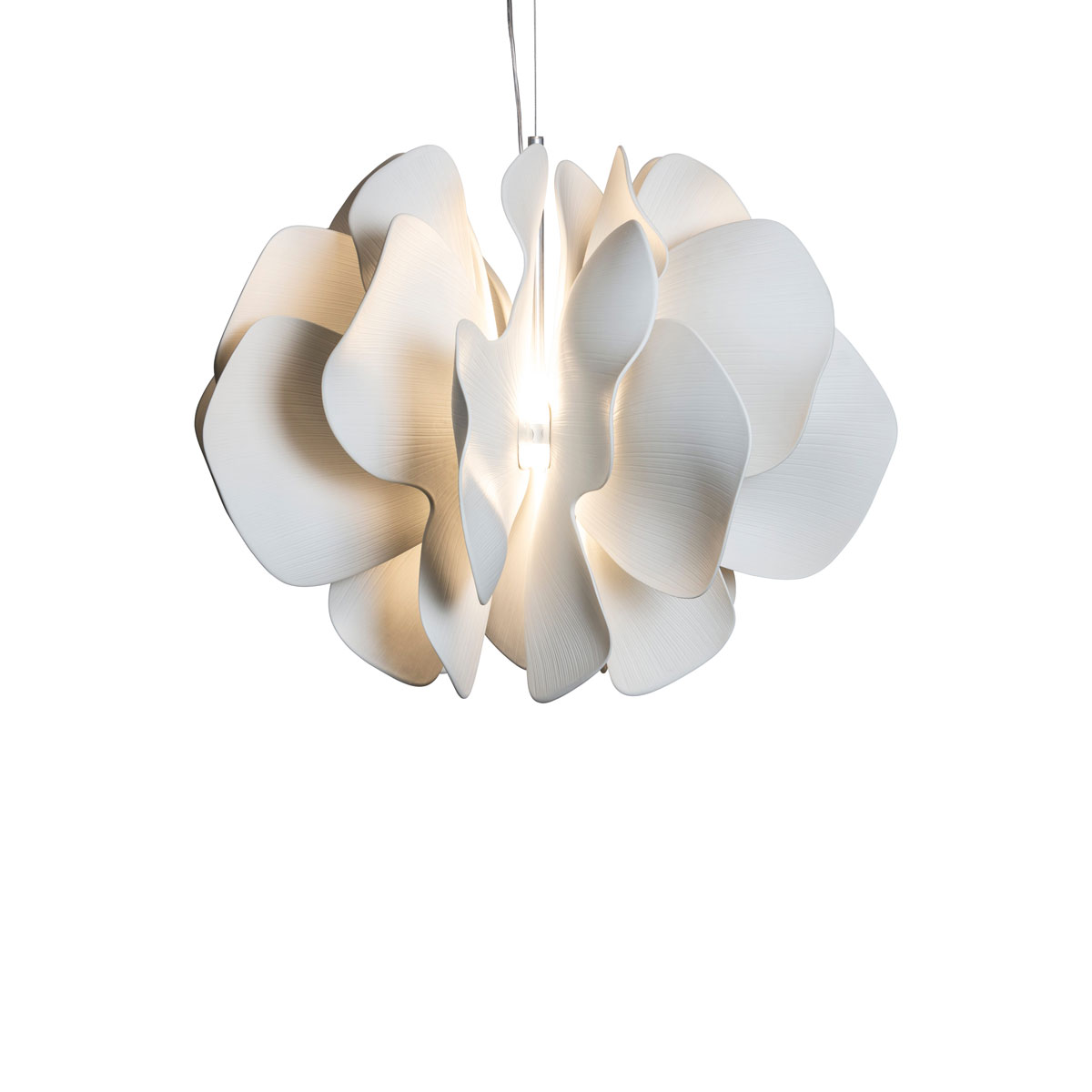 Lladro Modern Lighting, Nightbloom Hanging Lamp 60Cm. White.