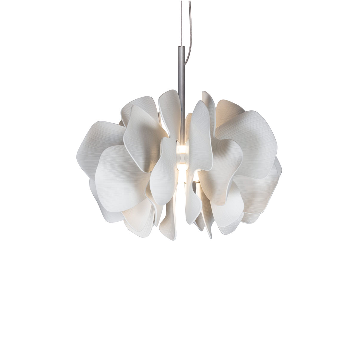 Lladro Modern Lighting, Nightbloom Hanging Lamp 40Cm. White.