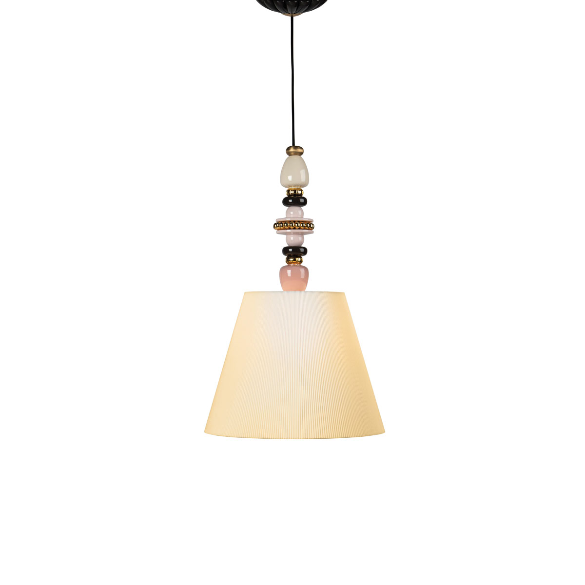 Lladro Modern Lighting, Firefly Ceiling Lamp. Pink And Golden Luster.