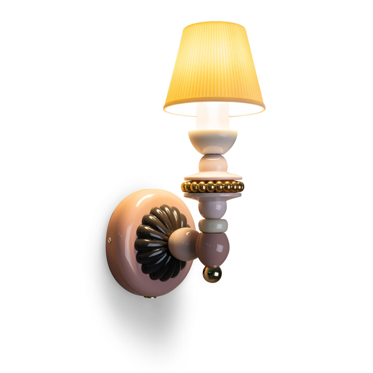 Lladro Modern Lighting, Firefly Wall Sconce. Pink And Gold.