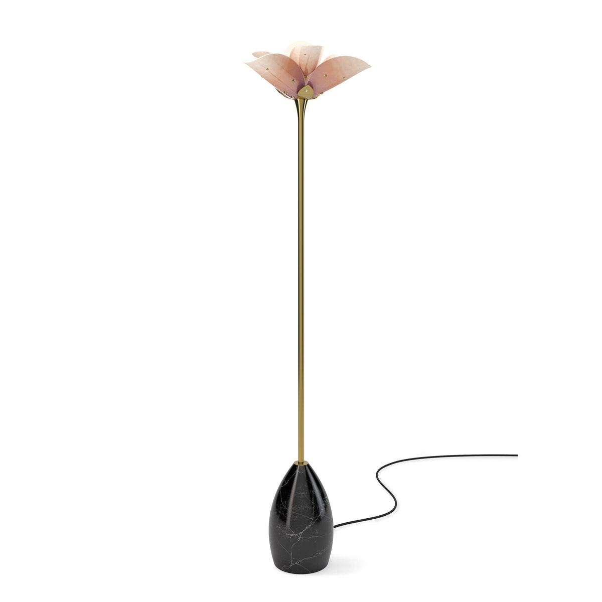 Lladro Modern Lighting, Blossom Floor Lamp. Pink And Golden Luster.