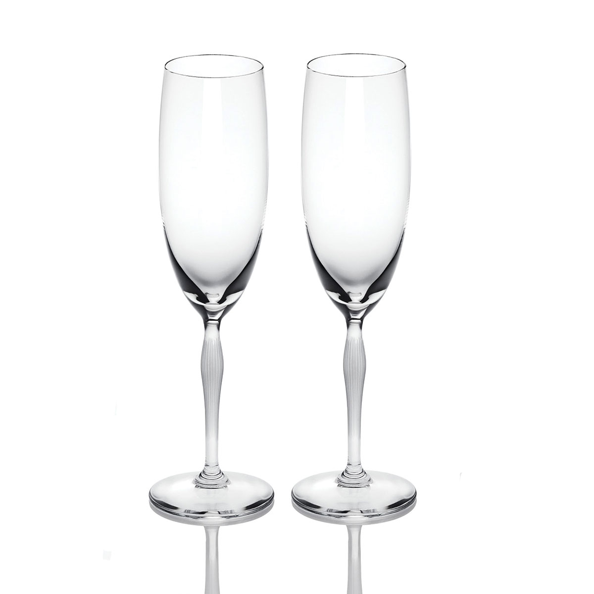 Lalique 100 Points Toasting Crystal Flute Crystal Glasses By James Suckling, Pair