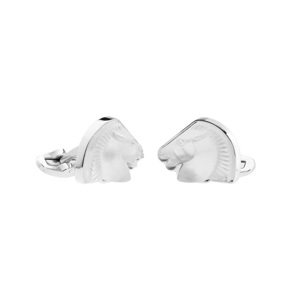 Lalique Cheval Mascottes Cufflinks Pair, Clear