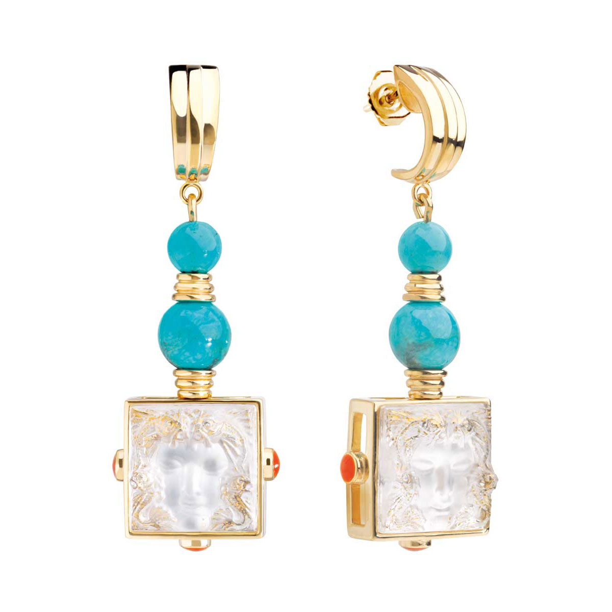 Lalique Arethuse Earrings, Gold Vermeil