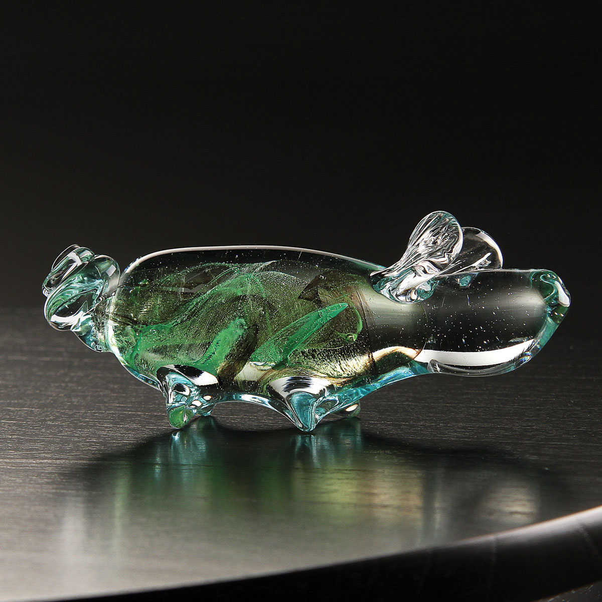 Cashs Ireland, Art Glass Forty Shades of Green, Pig Paperweight