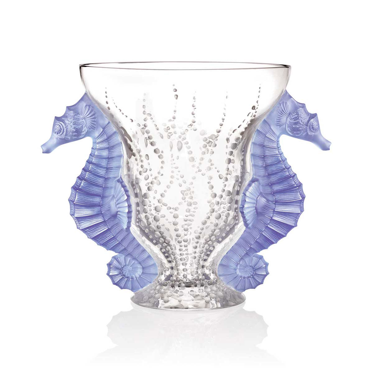 Lalique Poseidon Blue Lavender 11.5" Vase, Limited Edition