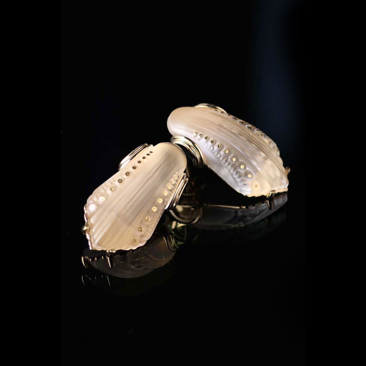Lalique Icone Clip Earrings, Gold Vermeil