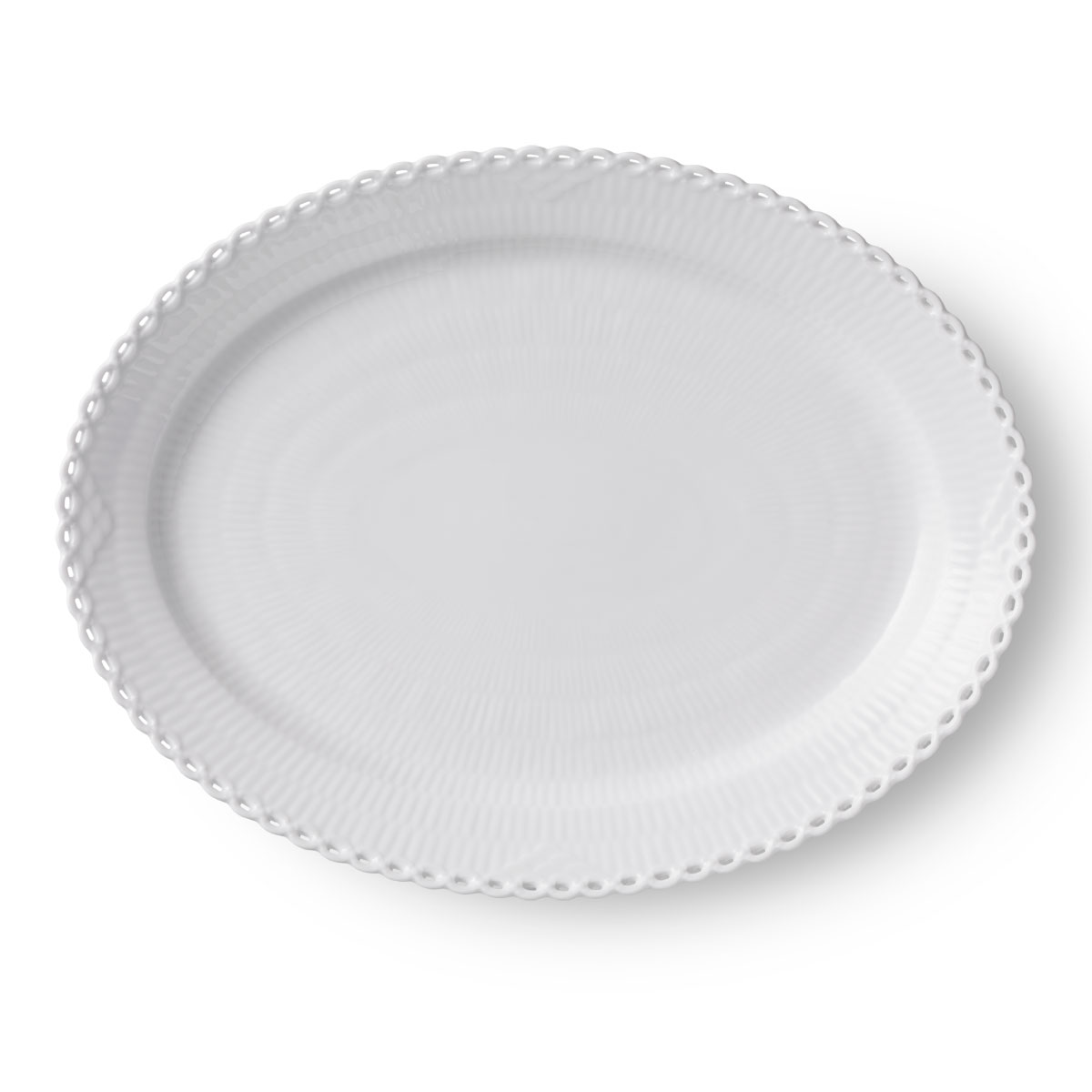 Royal Copenhagen White Fluted Full Lace Oval Platter Large 14.25"