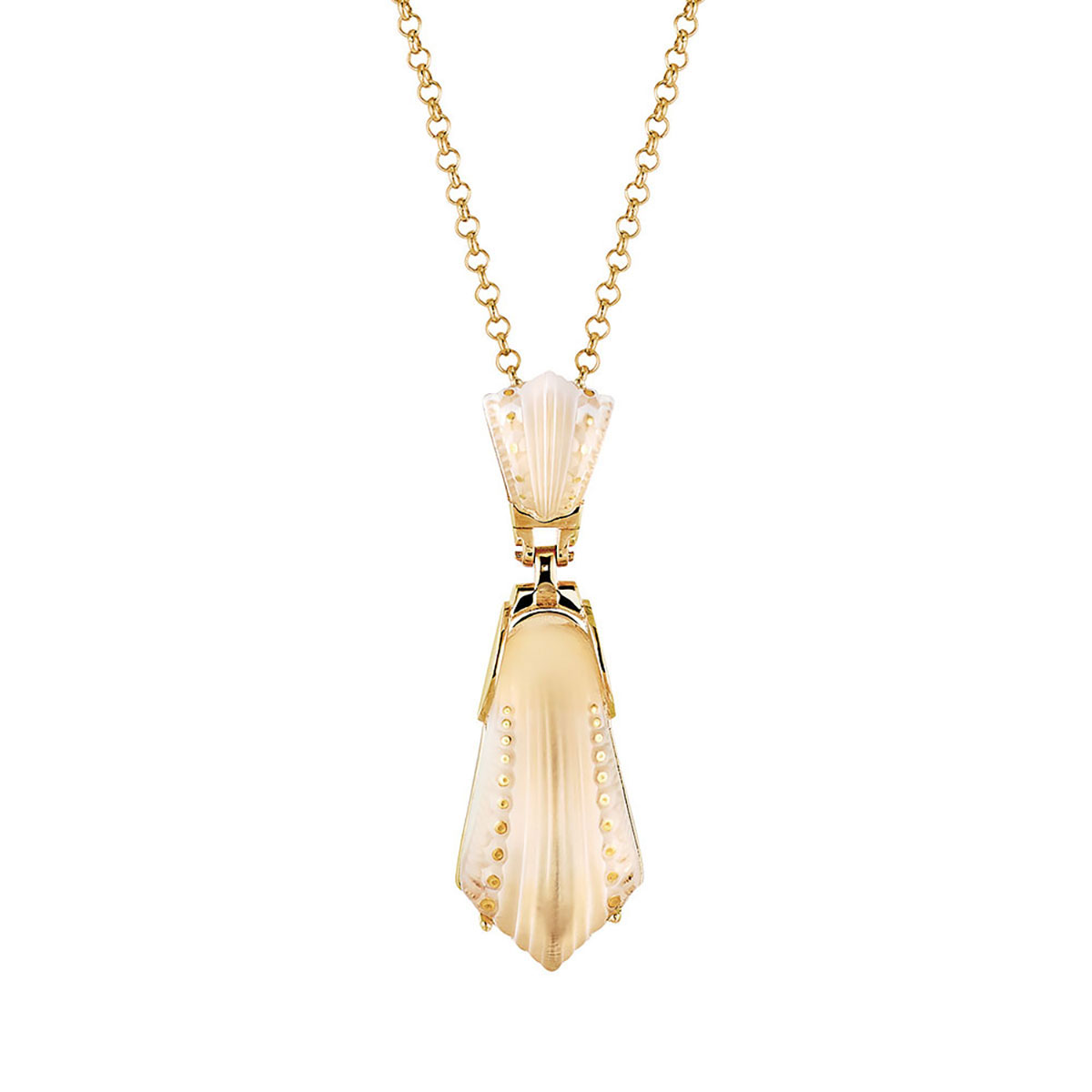 Lalique and Sterling Silver Icone Pendant Necklace, Gold Vermeil
