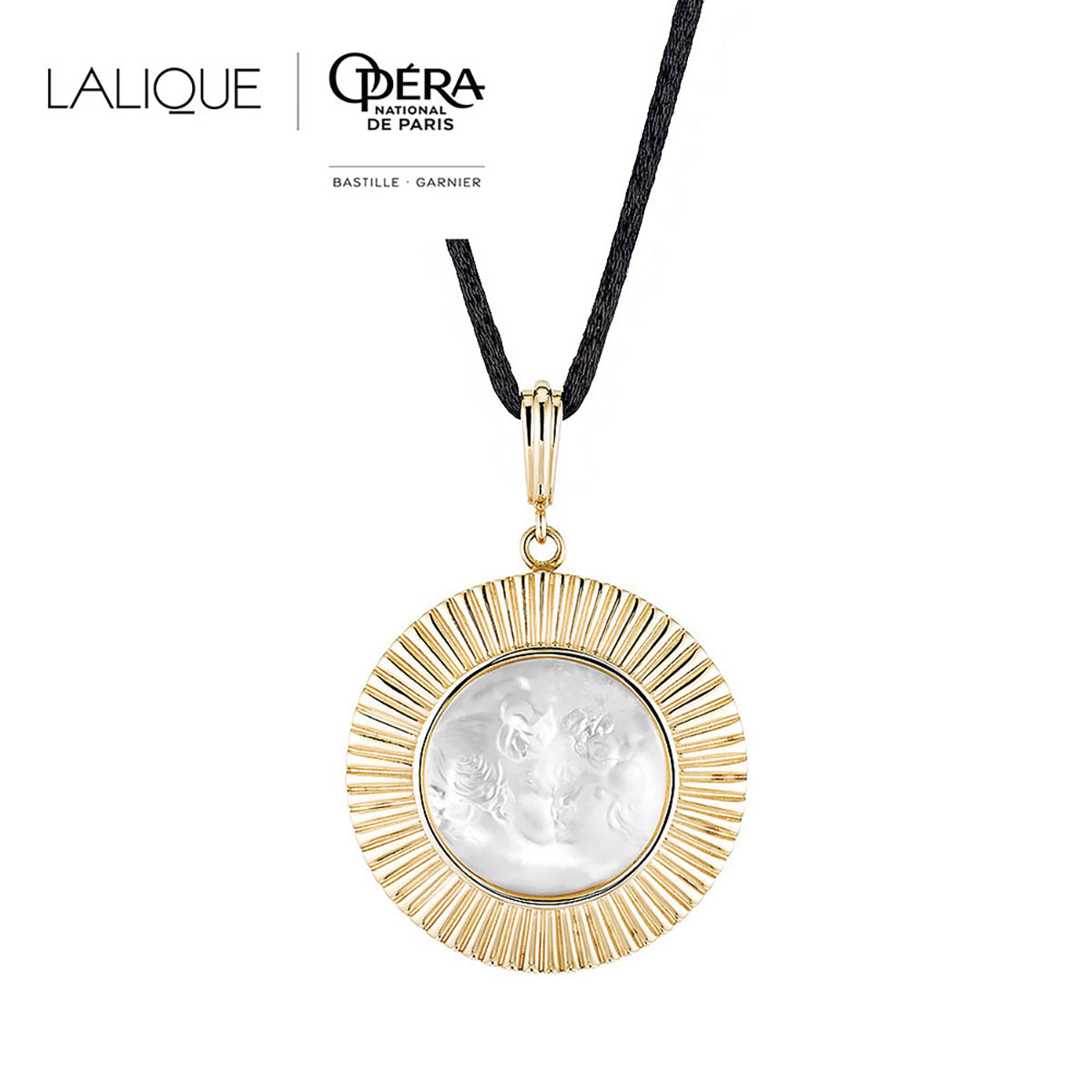 Lalique Le Baiser Pendant Necklace, Gold Vermeil