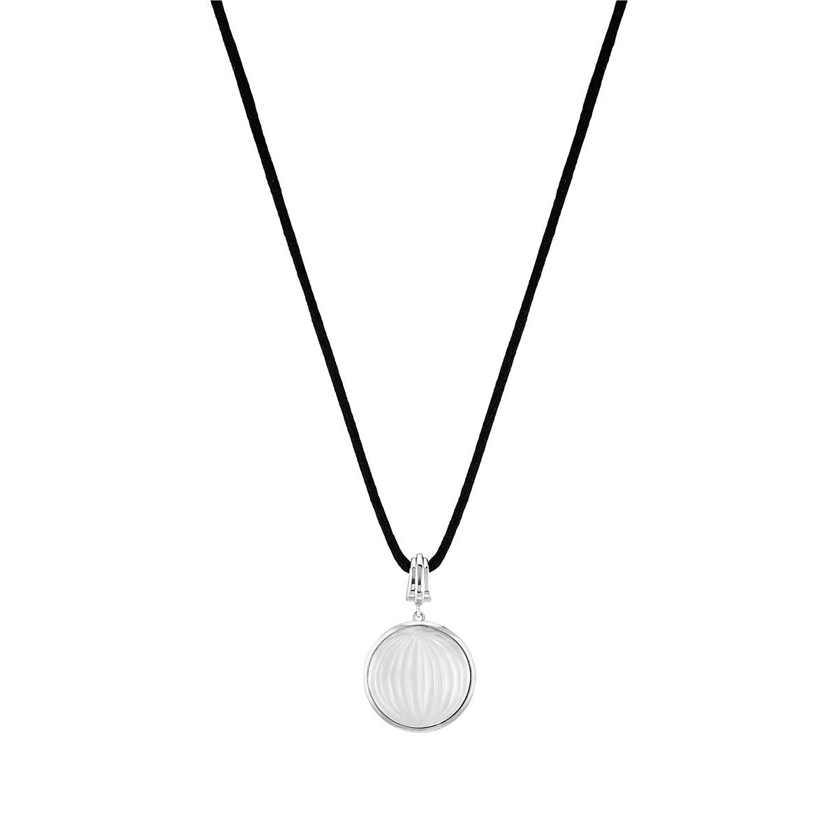 Lalique Vibrante Round Pendant Necklace, Silver