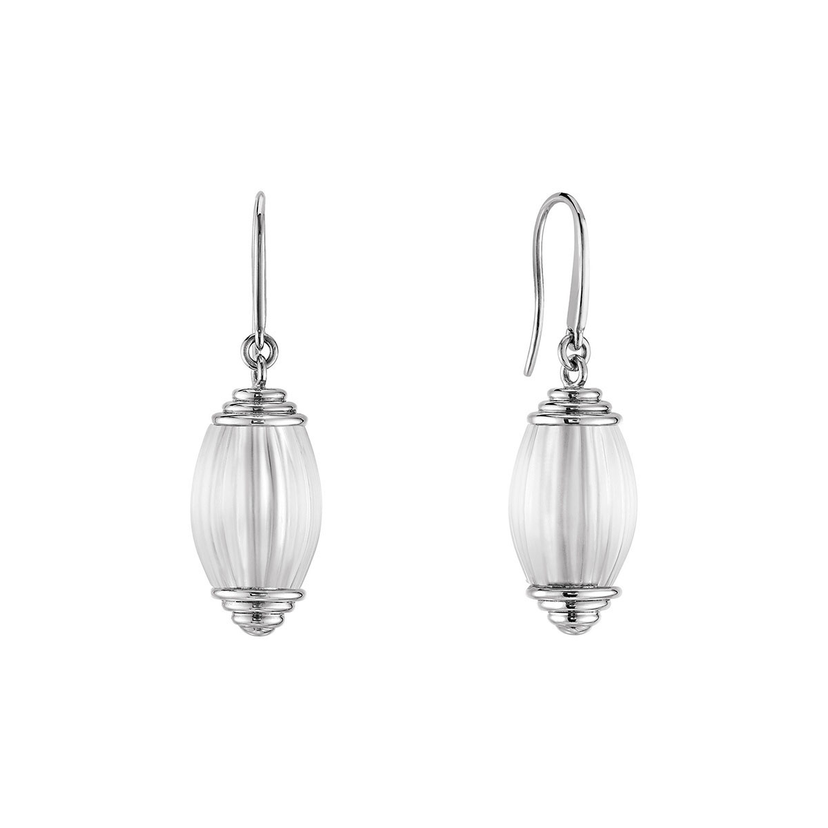Lalique Vibrante Oval Pin Clasp Earrings, Silver