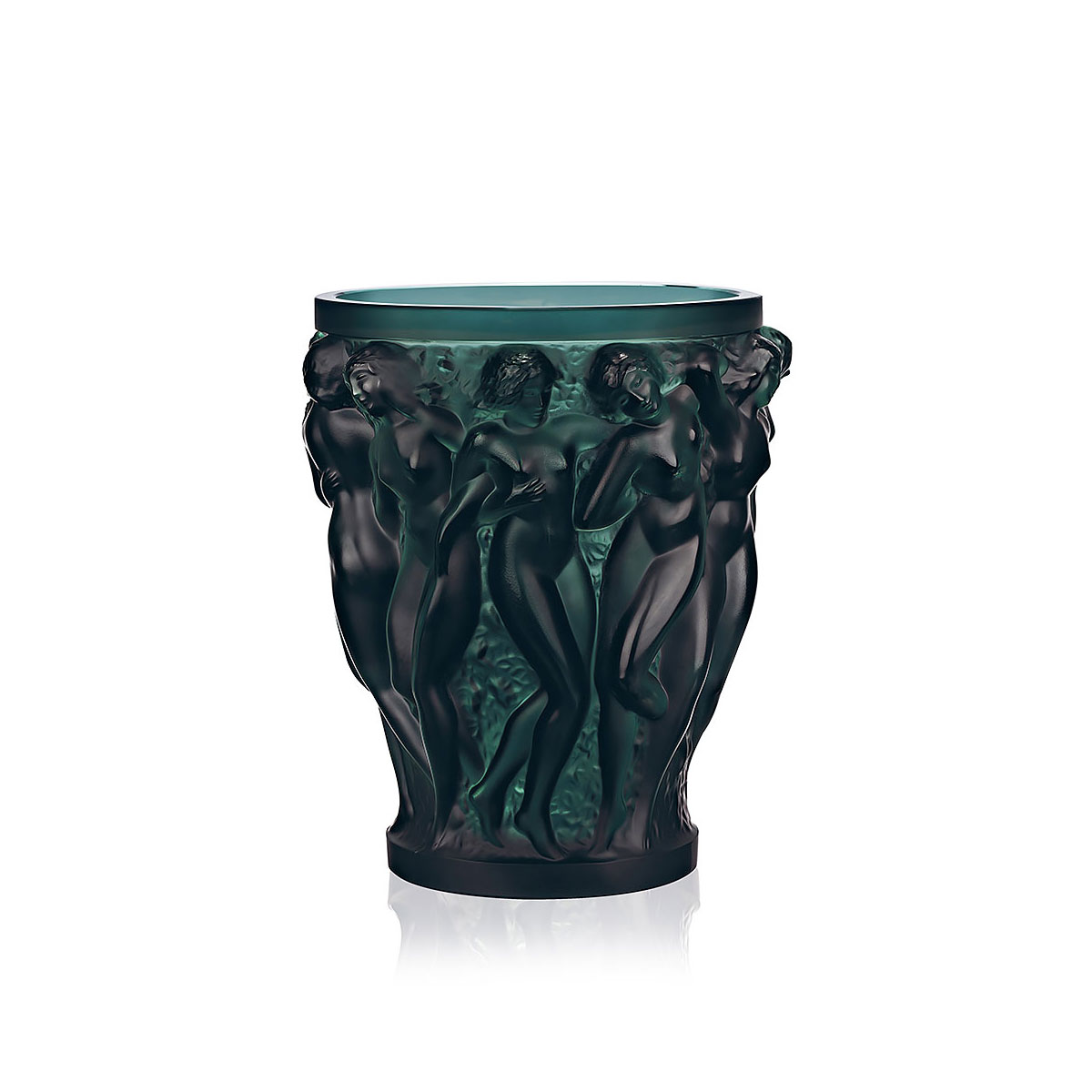 Lalique Bacchantes 9.5" Vase, Intense Green