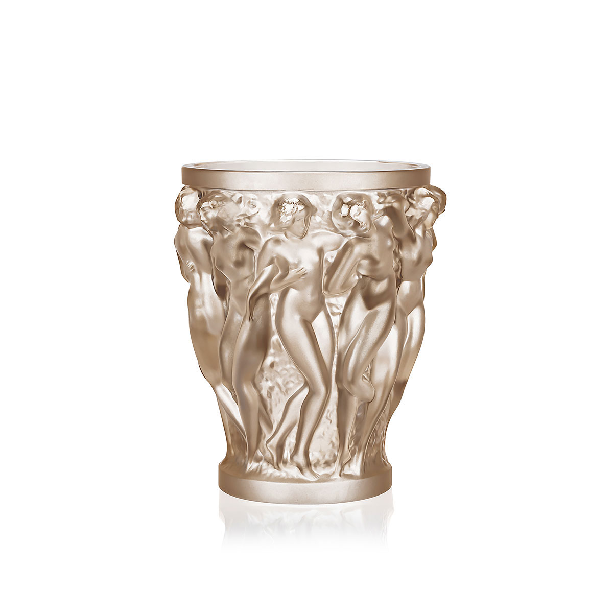 Lalique Bacchantes 5.75" Vase, Gold Luster