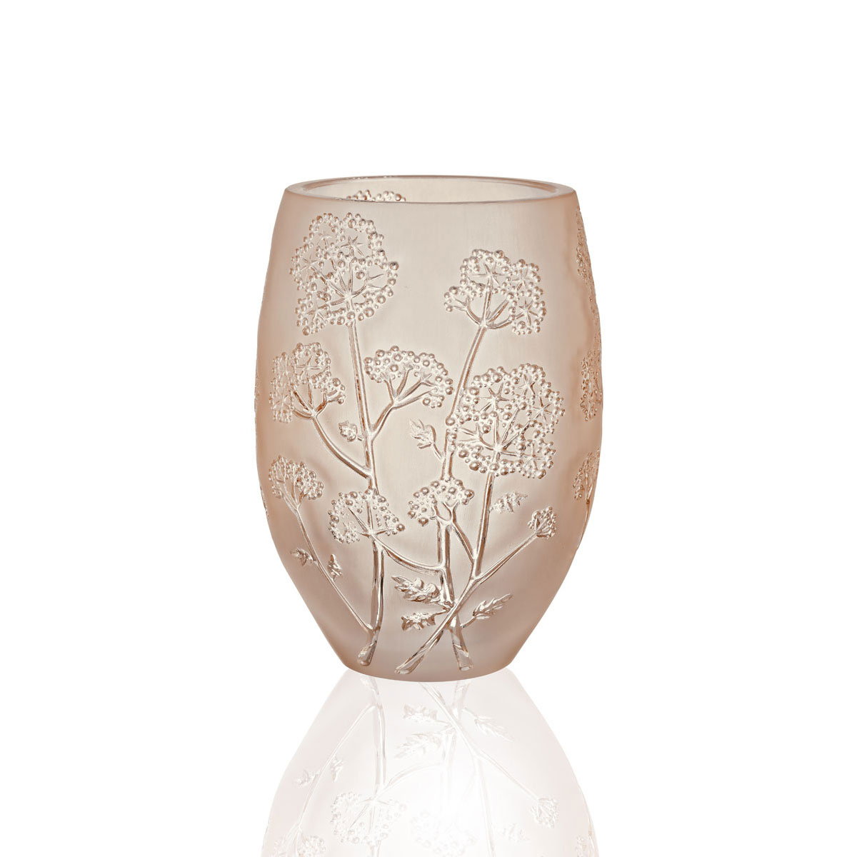 Lalique Ombelles 7" Vase, Gold Luster, Medium