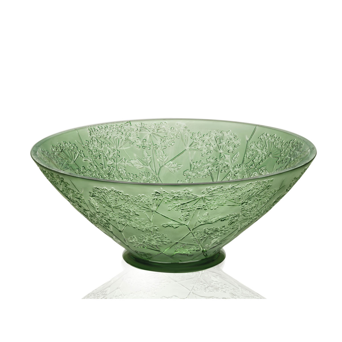 Lalique Ombelles Crystal Bowl, Green