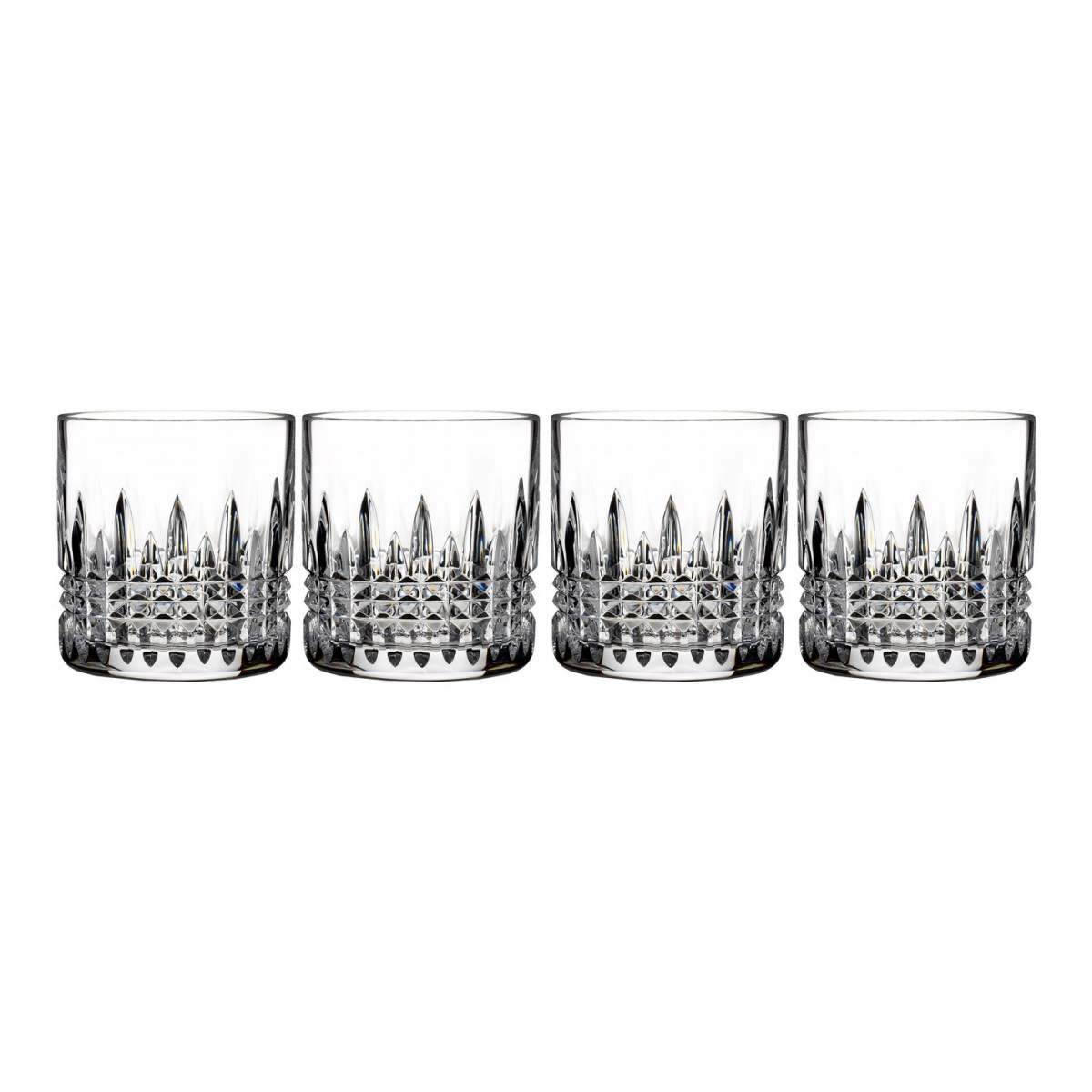 Waterford Lismore Diamond Straight Sided Crystal Whiskey Tumblers, Set of Four