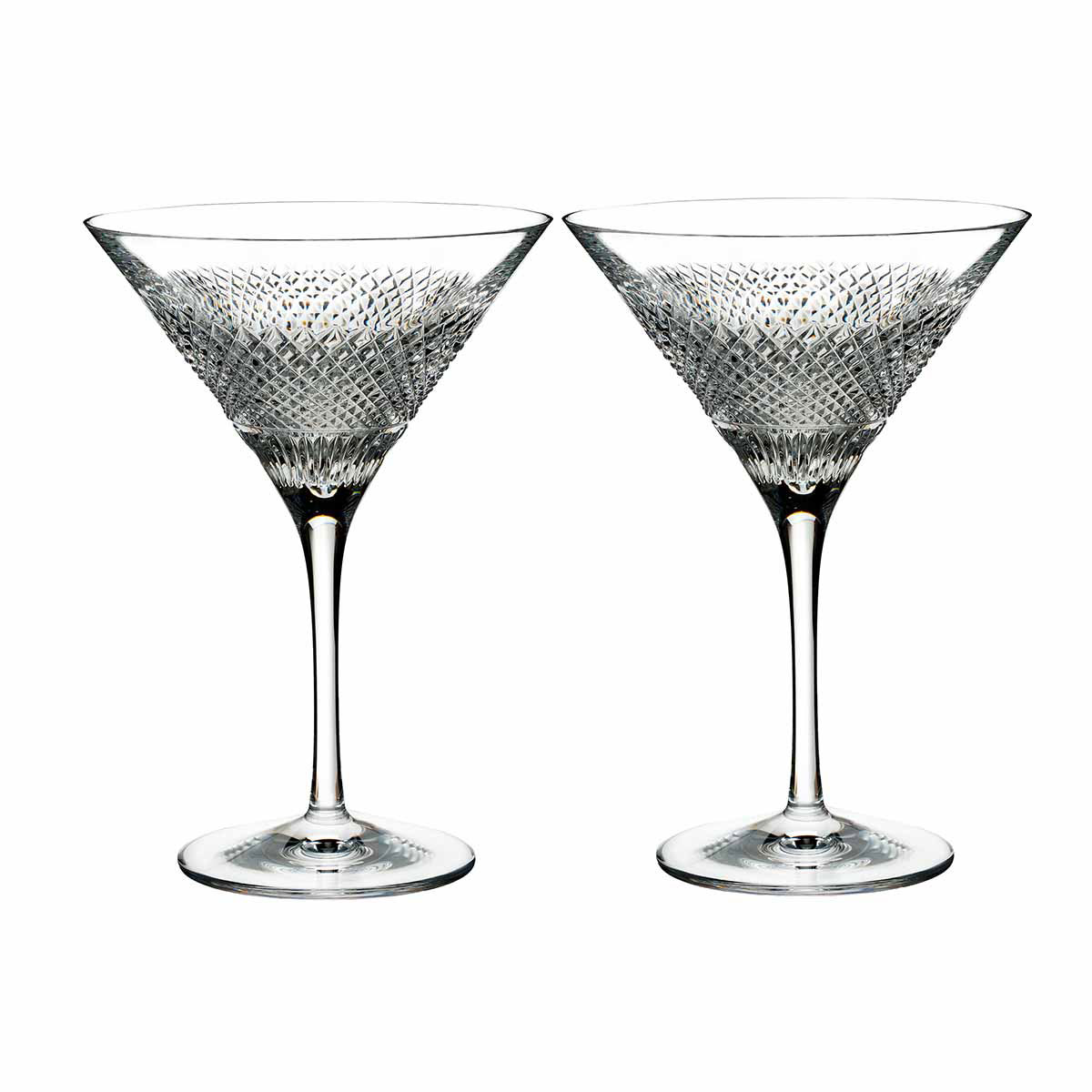 Waterford Crystal Diamond Line Martini Glasses, Pair