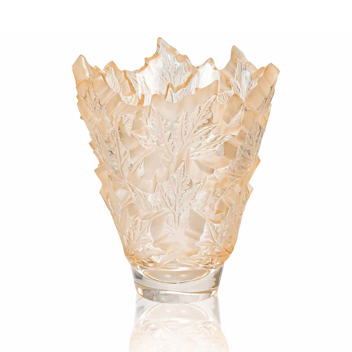 Lalique Champs Elysees 13" Vase, Gold Luster