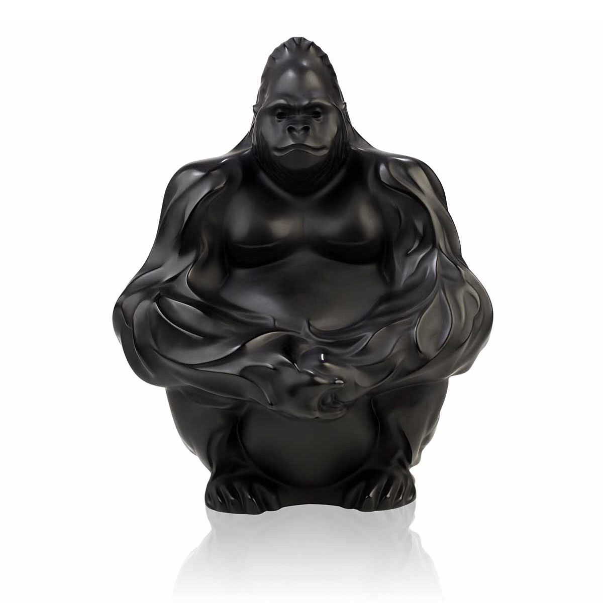 Lalique Gorilla Sculpture, Bookend, Black