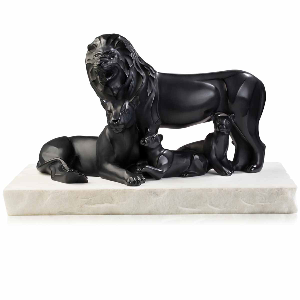 Lalique Lions 15" Sculpture, Black, Limited Edition