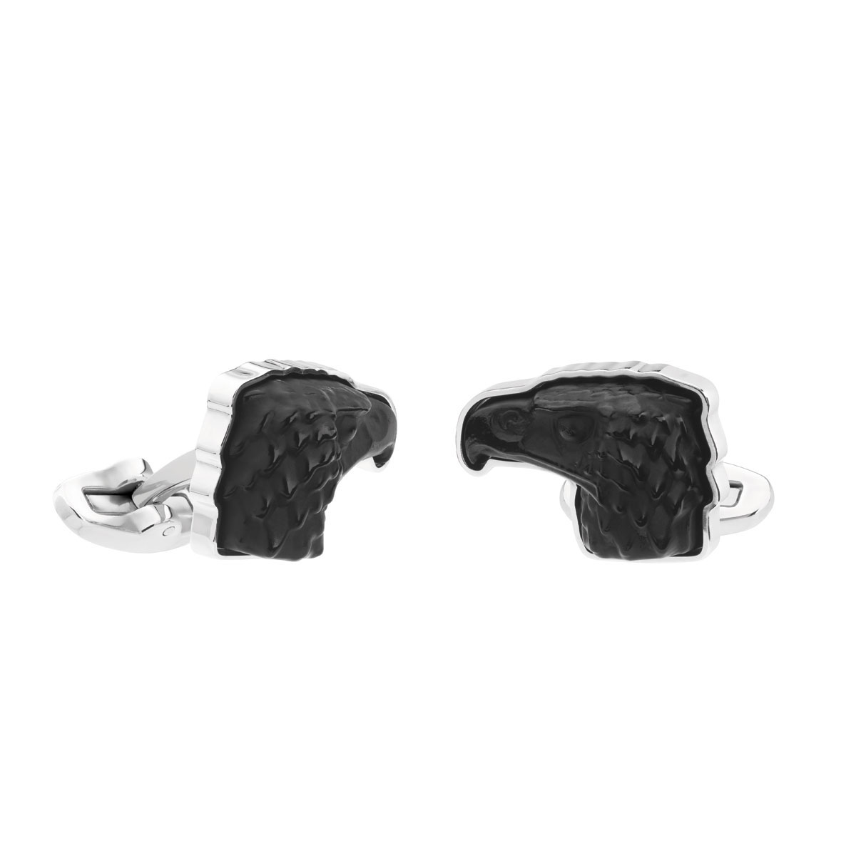 Lalique Eagle Cufflinks Pair, Black