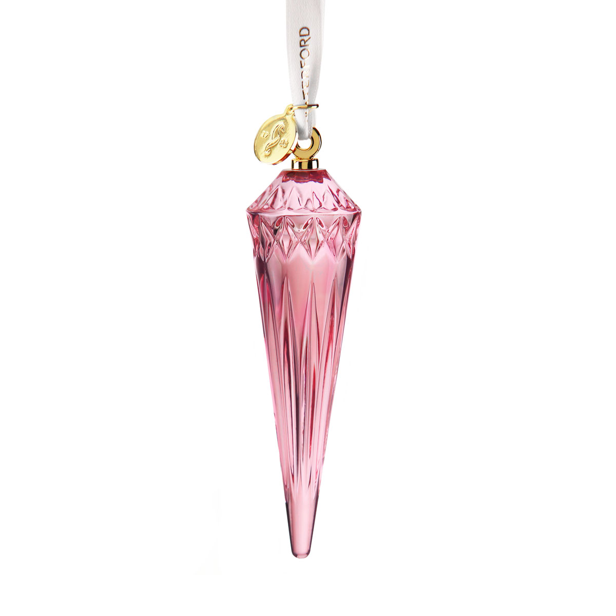 Waterford Crystal 2022 Lismore Icicle Cranberry Pink Ornament