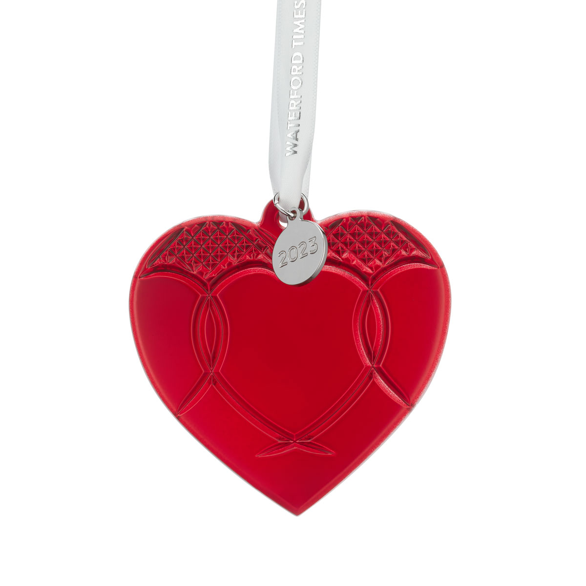 Waterford Crystal Times Square 2023 Dated Heart Ornament Red