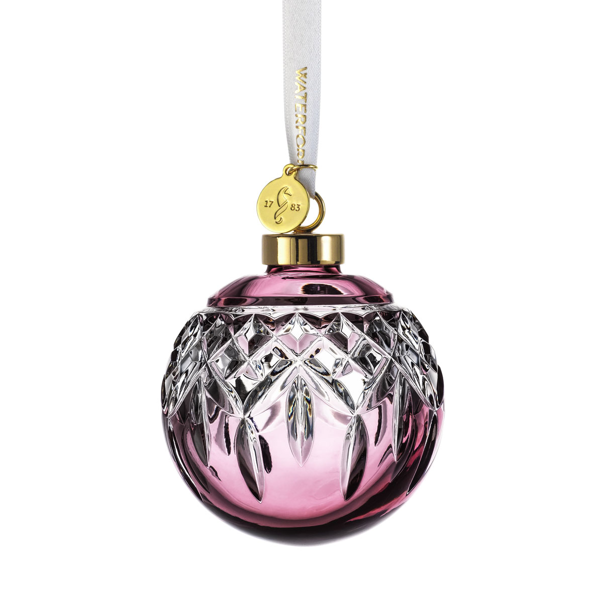 Waterford Crystal 2021 Lismore Bauble Ornament Cranberry