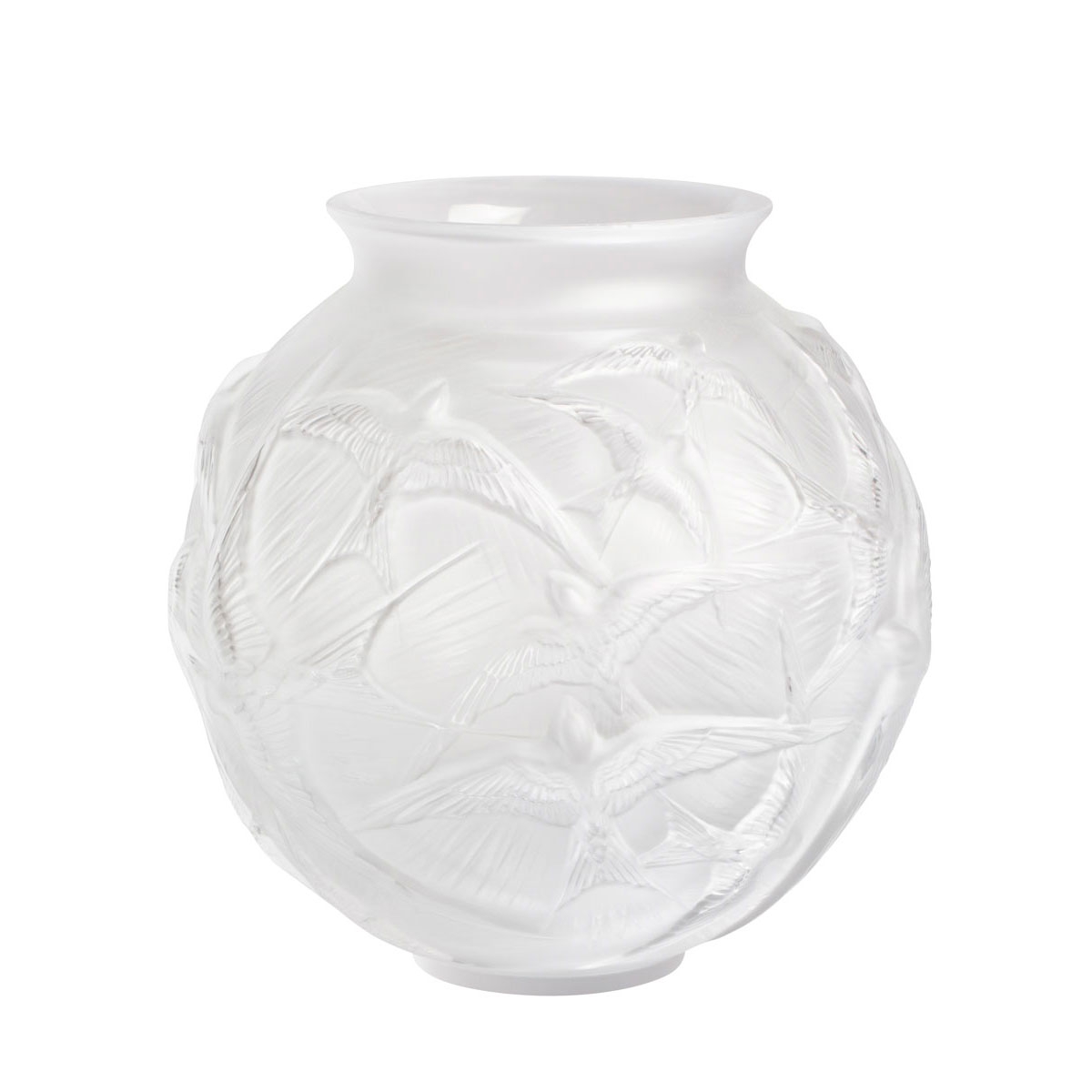 Lalique Hirondelles 8.5" Round Vase, Clear
