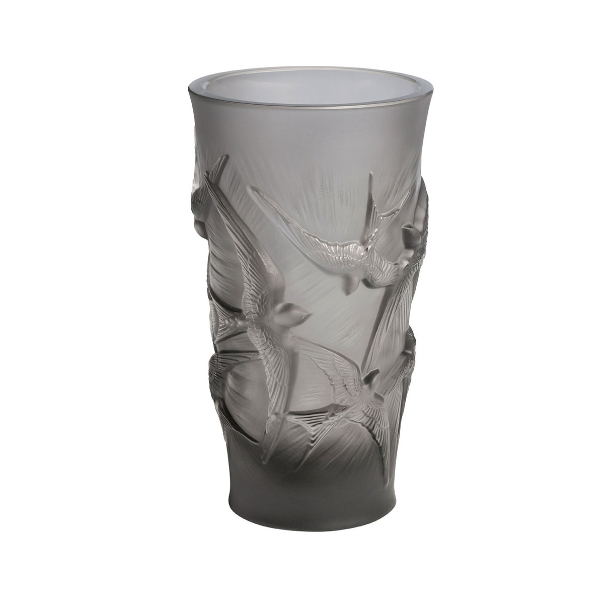 Lalique Hirondelles, Swallows Small Vase, Grey