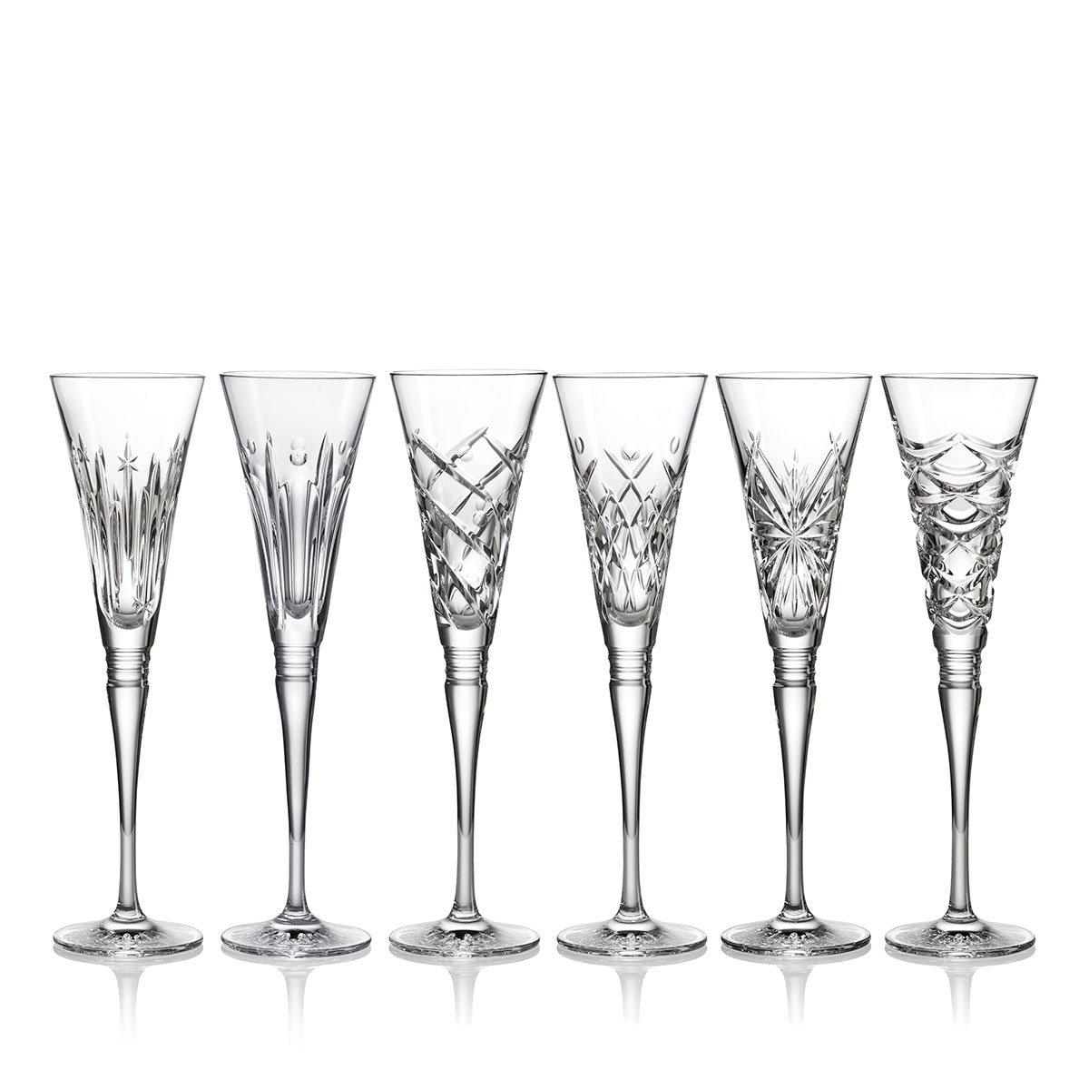 Waterford Winter Wonders Flute Set of 6 Glasses Mixed Patterns