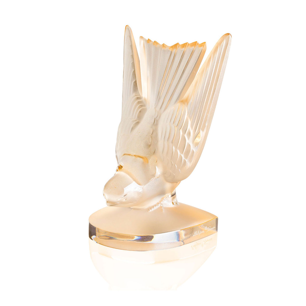 Lalique Hirondelle, Swallow Paperweight, Gold Luster