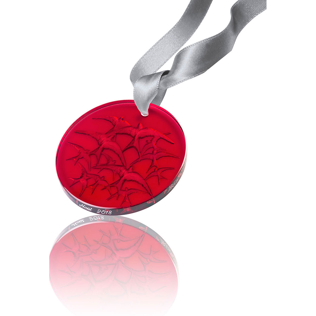 Lalique 2018 Annual Christmas Ornament, Red Hirondelles Swallows