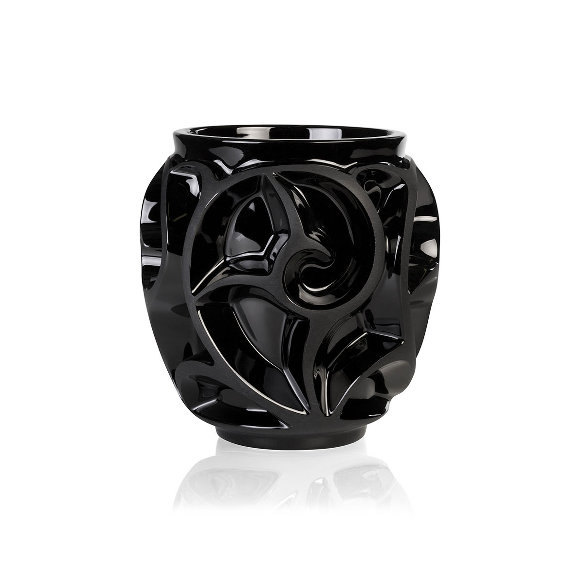 Lalique Tourbillons 5" Vase, Noir Black