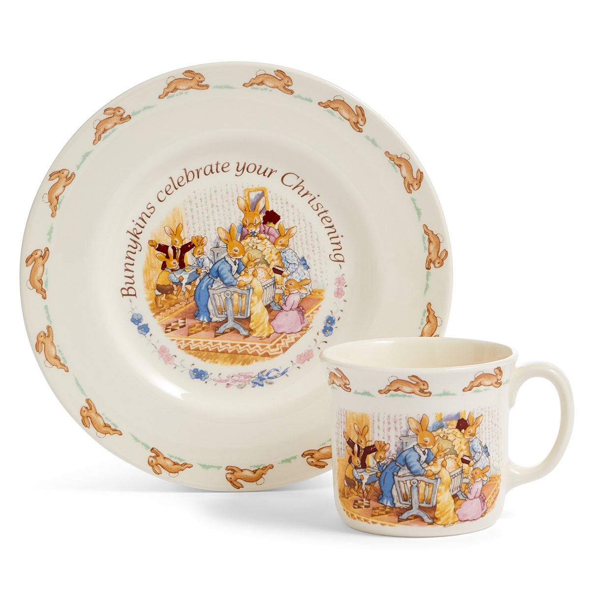 Royal Doulton Bunnykins Christening Plate and Mug 2 Piece Set