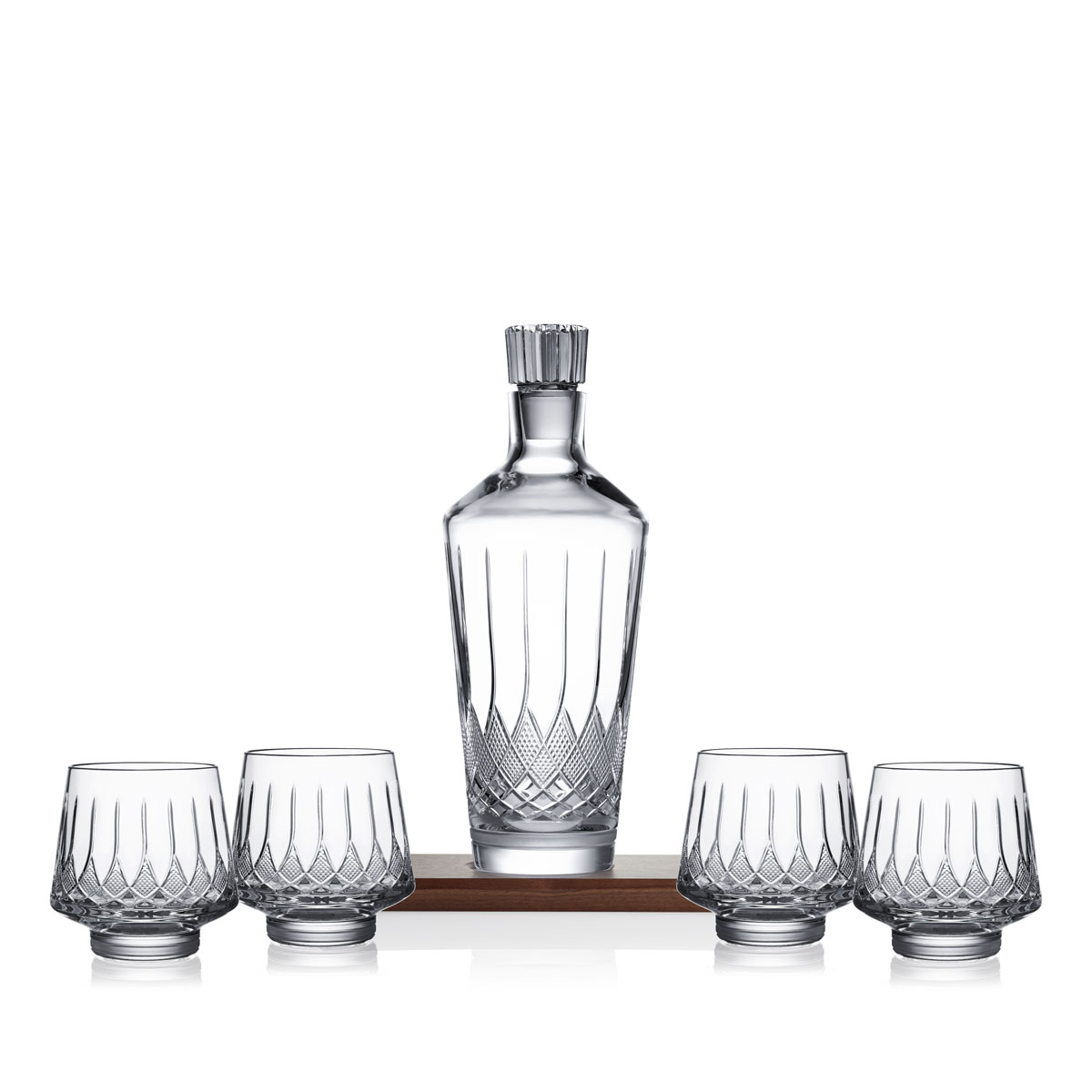 Waterford Lismore Arcus 8 Piece Barware Set, Decanter, 4 Tumblers, 3 Wooden Trays, Limited Edition