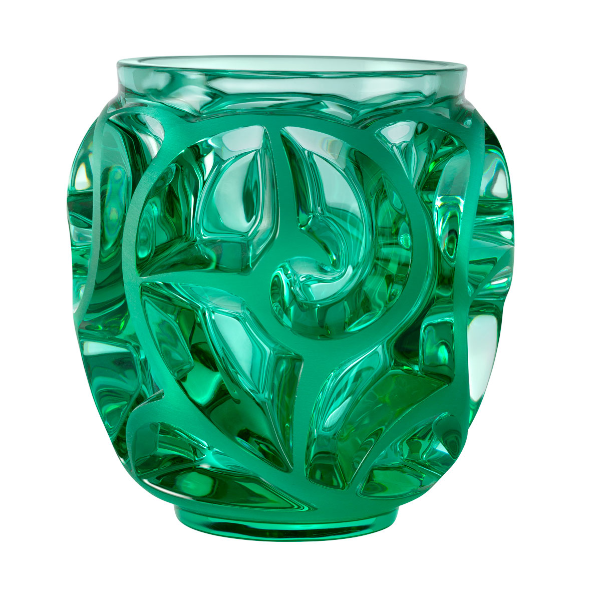Lalique Tourbillons 8" Vase, Green Mint