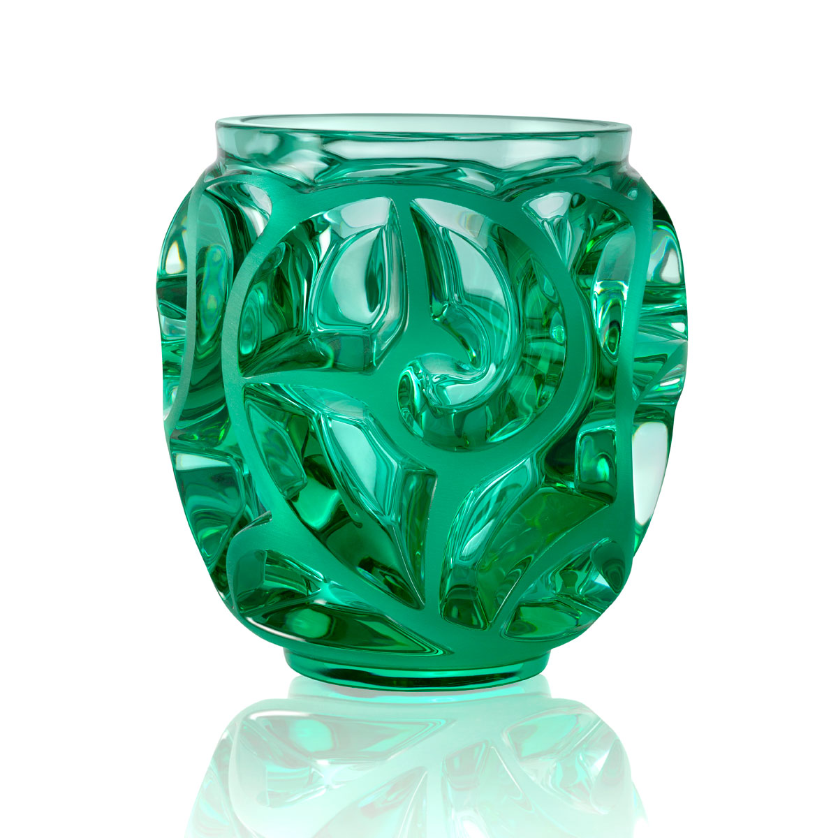 Lalique Tourbillons 5" Vase, Green Mint