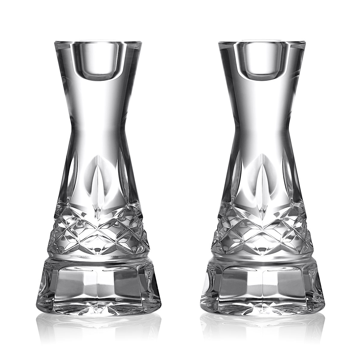 Waterford Lismore Round Candlestick 6in, Pair