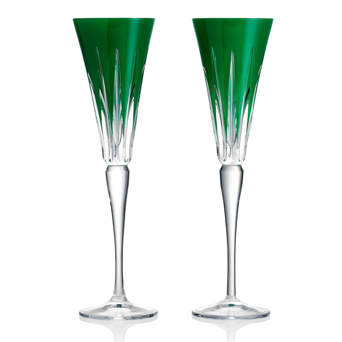 Waterford New Year 2025 Flutes Firework Pair Green