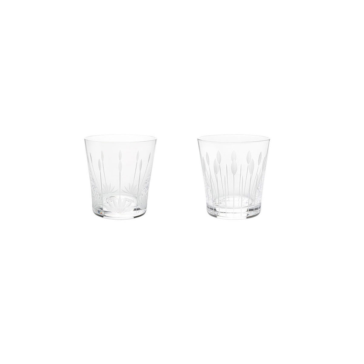 Lalique Lotus Tumbler Mixed Pair, Buds and Blossoms