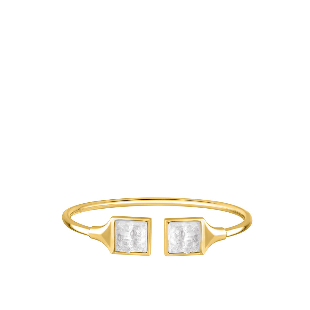 Lalique Arethuse Clear and Gold Flexible Bangle Bracelet, Small