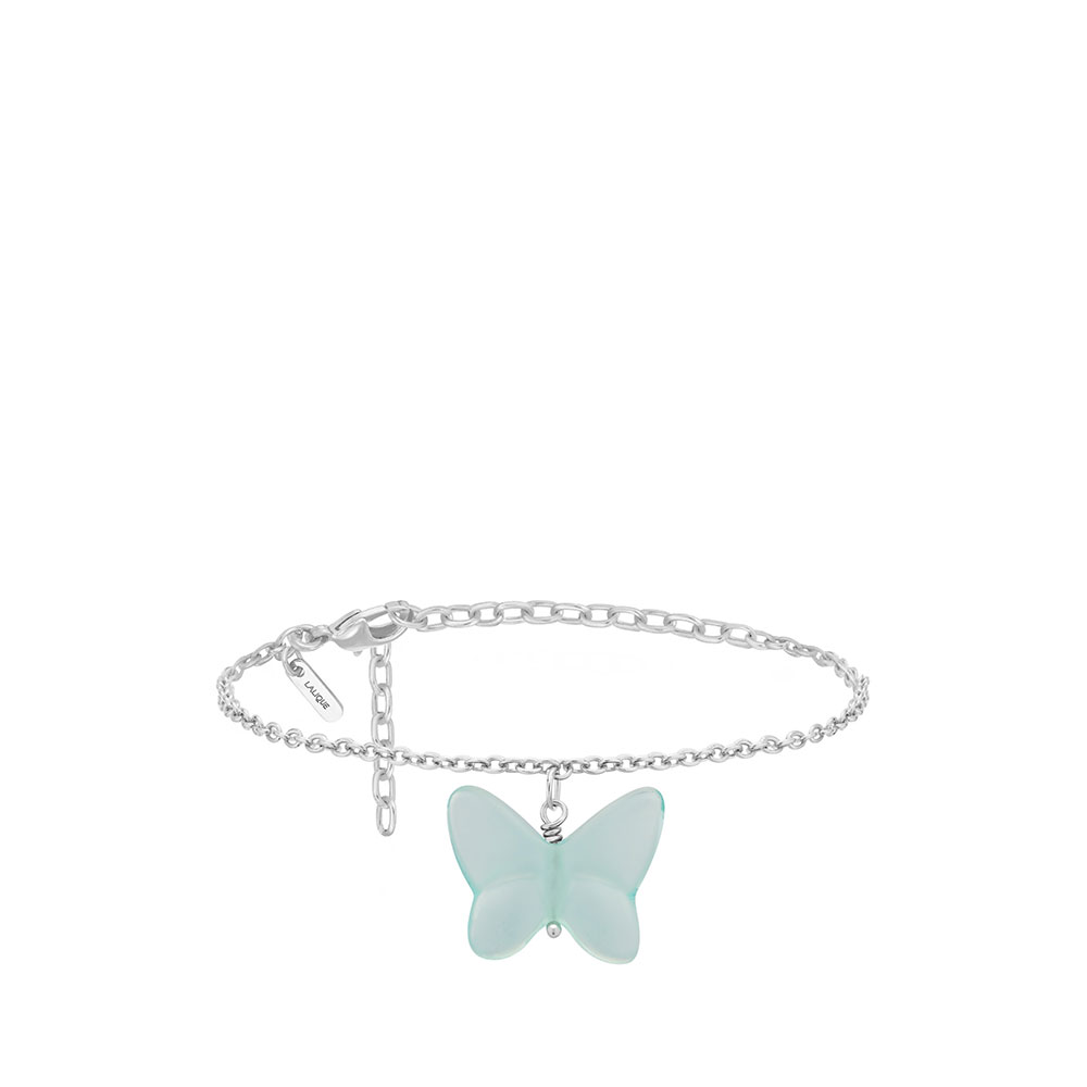 Lalique Papillon Bracelet, Silver, Lagoon Green Crystal, Large