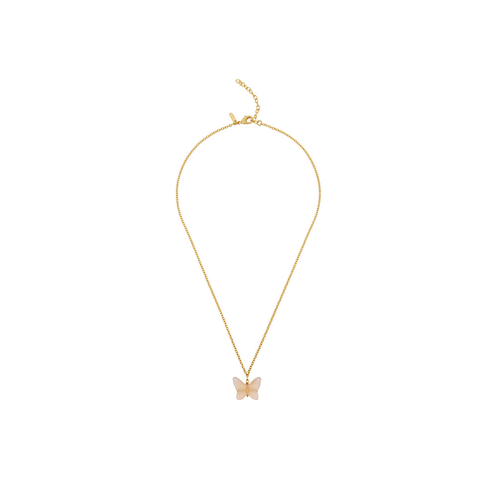 Lalique Papillon Necklace, 18k Gold Plated, Peach Crystal