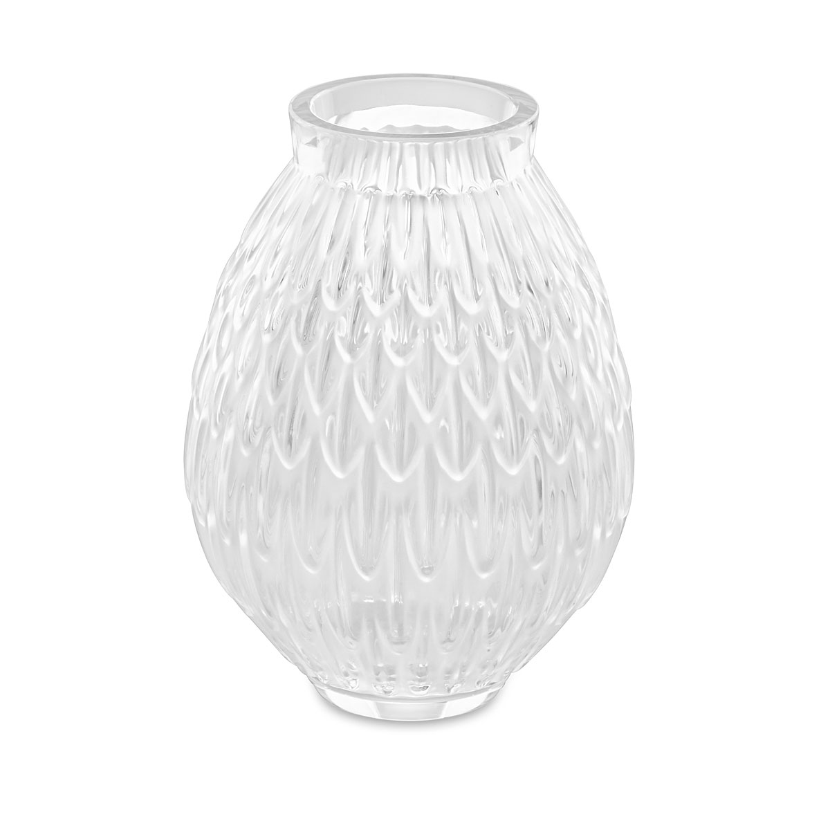 Lalique Empreinte Animale Plumes 5.8" Vase Clear